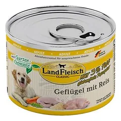 LandFleisch Dog Classic 6x195g, LandFleisch Dog Classic 6x195g reich an Geflügelherzen und Seelachs mit Gartengemüse — 3 nuotrauka