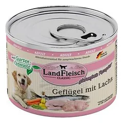 LandFleisch Dog Classic 6x195g, LandFleisch Dog Classic 6x195g reich an Geflügelherzen und Seelachs mit Gartengemüse — 5 nuotrauka